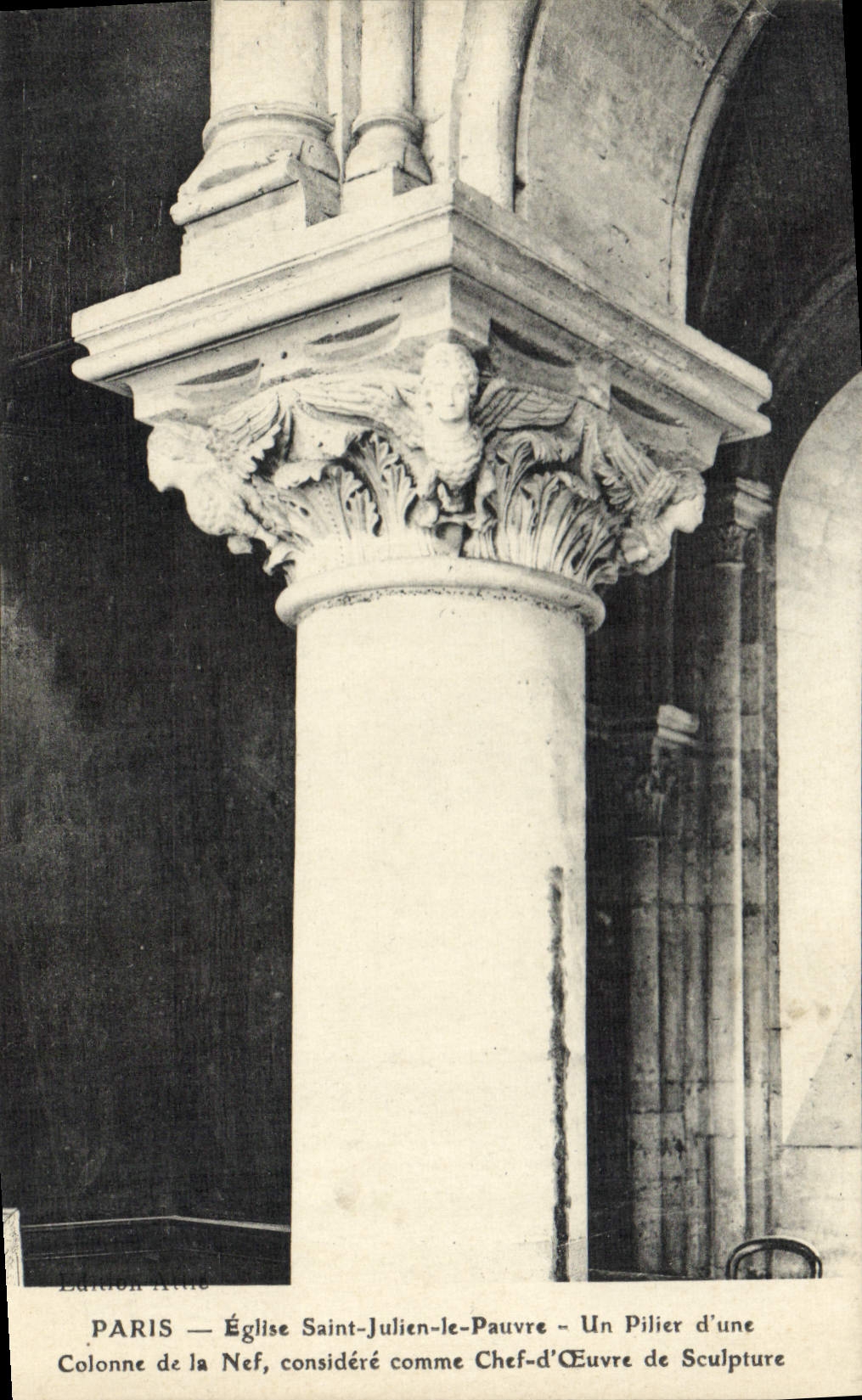 CPA Paris Eglise Saint Julien le Pauvre un Pelier d'une Colonne de la Nef Considere Comme Chef d'Oeu