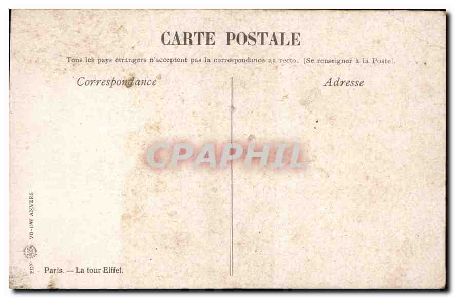 CPA Paris la Tour Eiffel St Raphael Quinquina — Rückseite