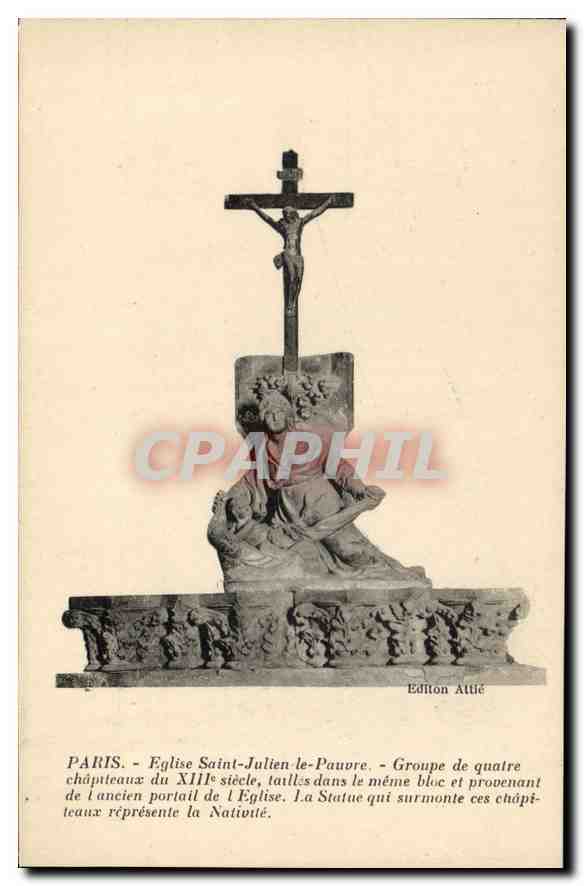 CPA Paris Eglise Saint Julien le Pauvre Groupe de Quatre Chapiteaux du XIII siecle 