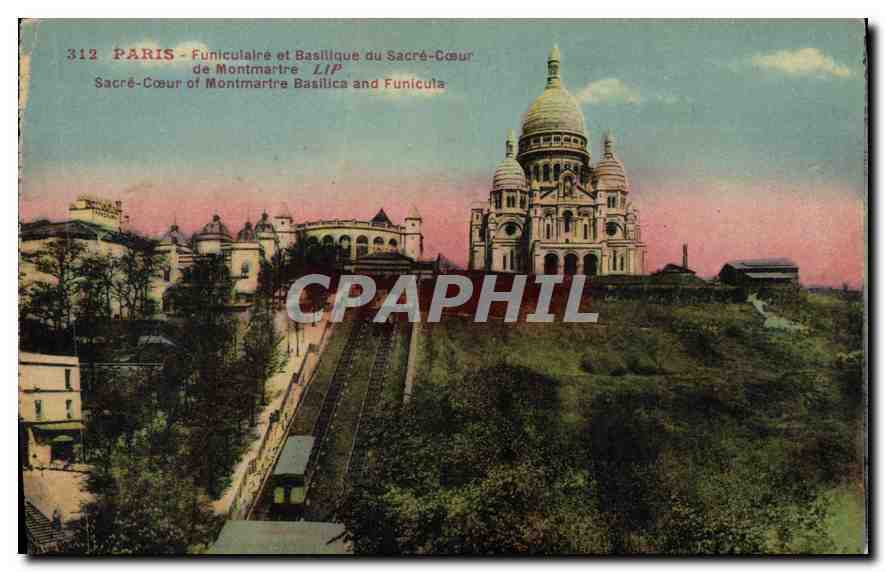 CPA Paris Funiculaire et Basilique du Sacre Coeur de Montmartre 