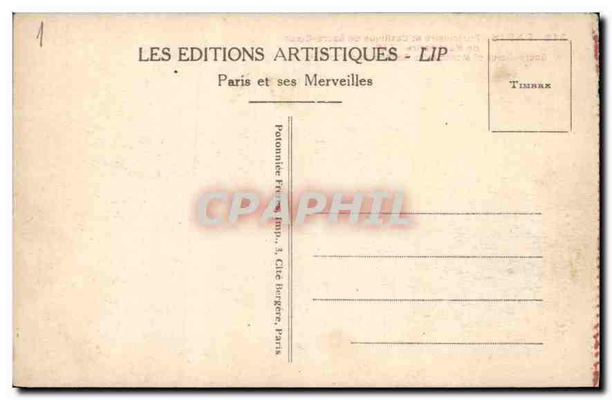 CPA Paris Funiculaire et Basilique du Sacre Coeur de Montmartre  — Rückseite