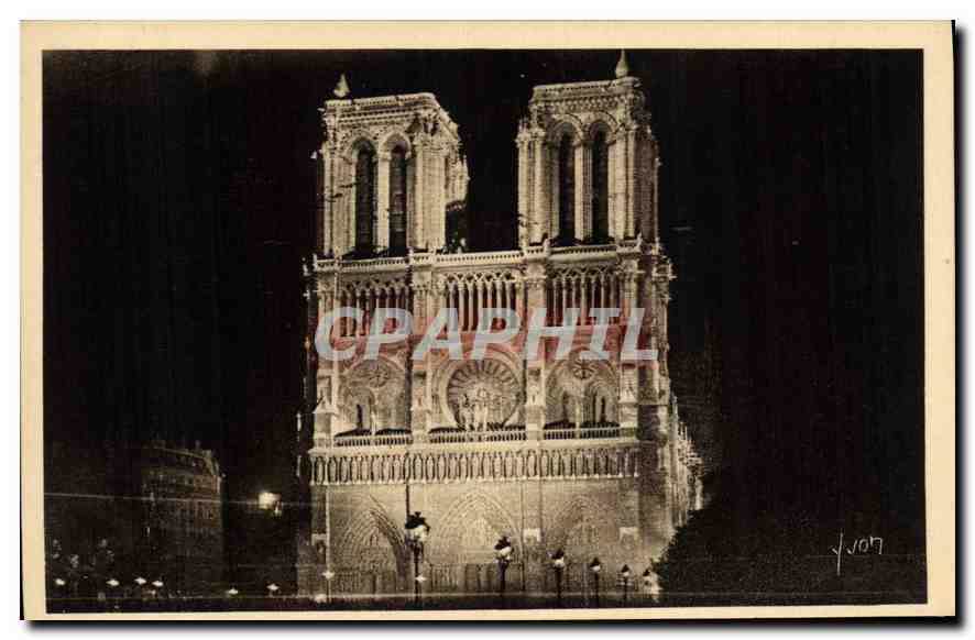 CPA Paris en flanant Notre Dame illuminee La Facade 