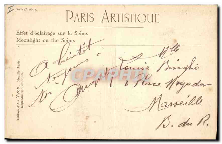 CPA Effet d'eclairage sur la Seine Tour Eiffel — Rückseite