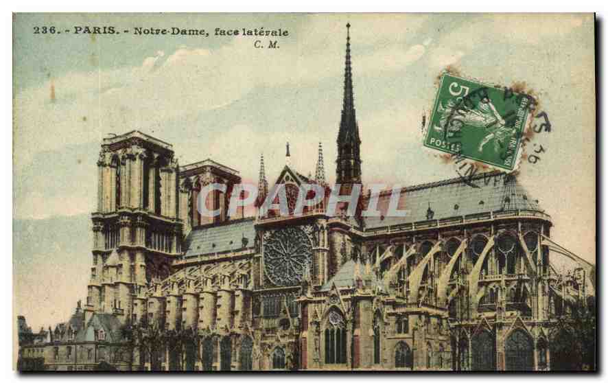 CPA Paris Notre Dame Facade Laterale 