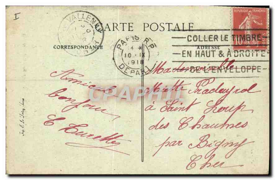 CPA Paris Eglise Saint Laurent  — Verso