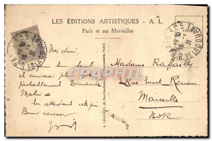 CPA Paris Notre Dame Facade  — Verso