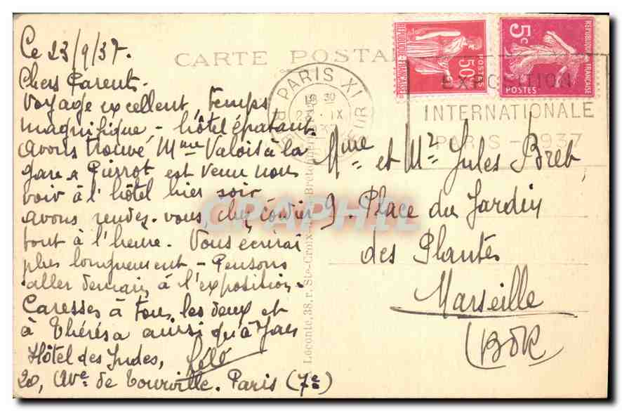 CPA Paris Arc de Triomphe  — Rückseite