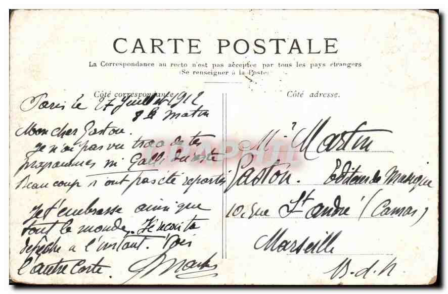 CPA Paris La Conciergerie  — Verso