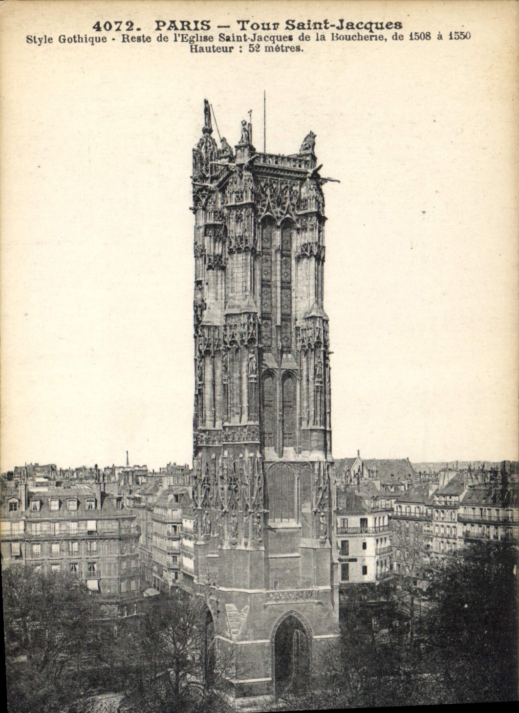 CPA Paris Tour Saint Jacques style Gothique Reste de l'eglise Saint Jacques de la Boucherie de 1508 