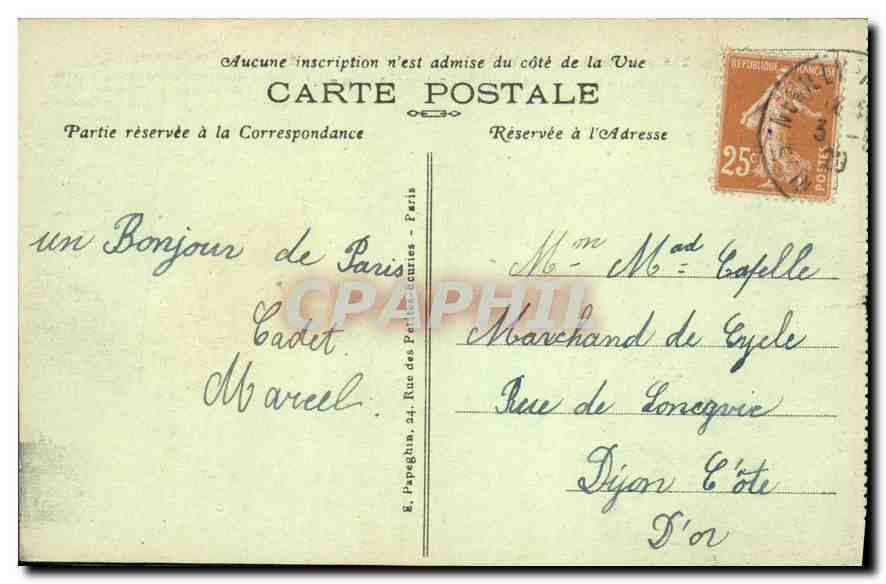 CPA Paris le Palais et le Jardin du Luxembourg  — Rückseite