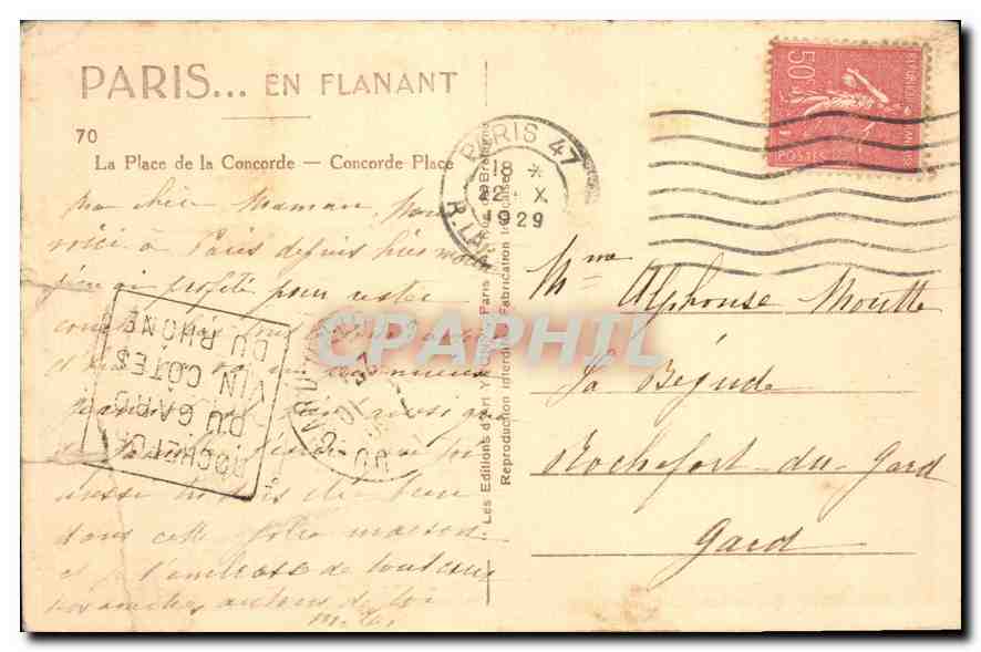 CPA Paris en flanant la Place de la Concorde  — Rückseite