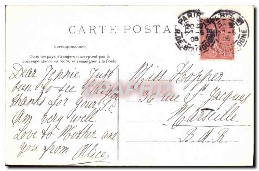 CPA Paris Notre Dame Facade  — Verso