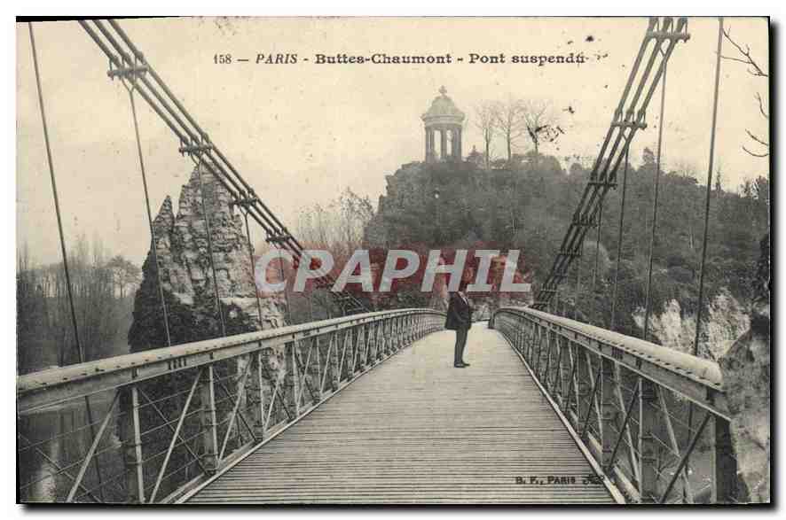 CPA Paris Buttes Chaumont Pont suspendu 