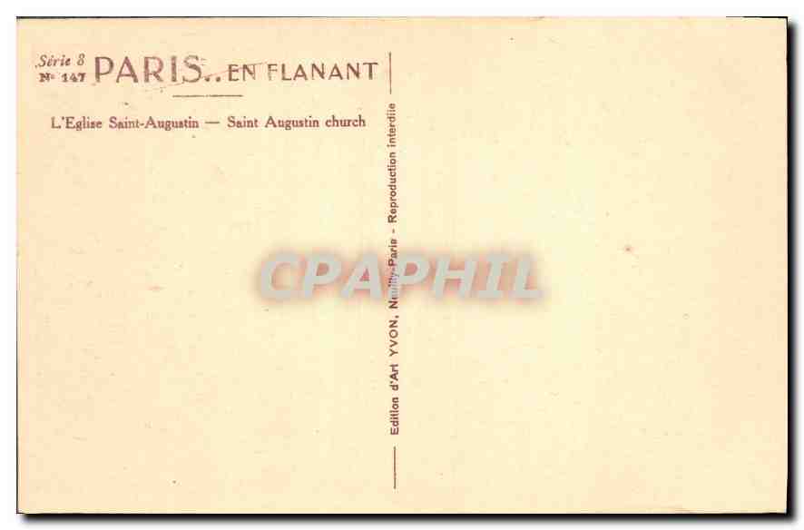 CPA Paris en Flanant l'eglise Saint Augustin  — Verso