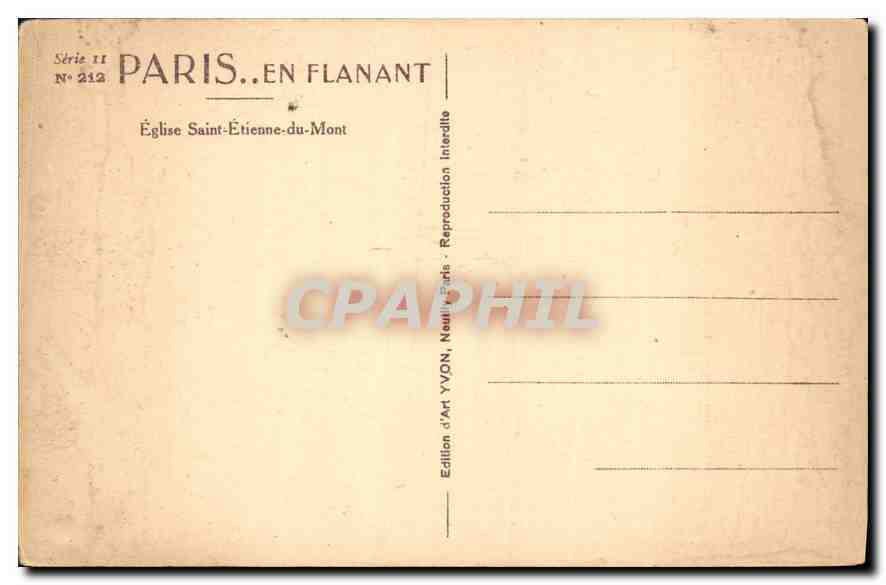 CPA Paris en Flanant Eglise Saint Etienne du Mont  — Verso