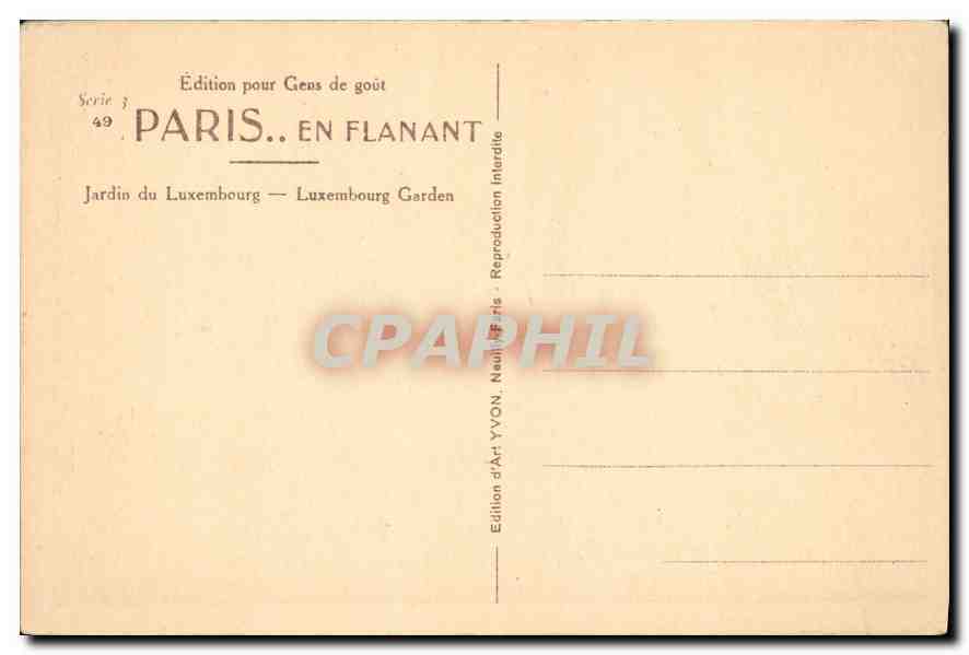 CPA Paris en Flanant Jardin du Luxembourg  — Rückseite