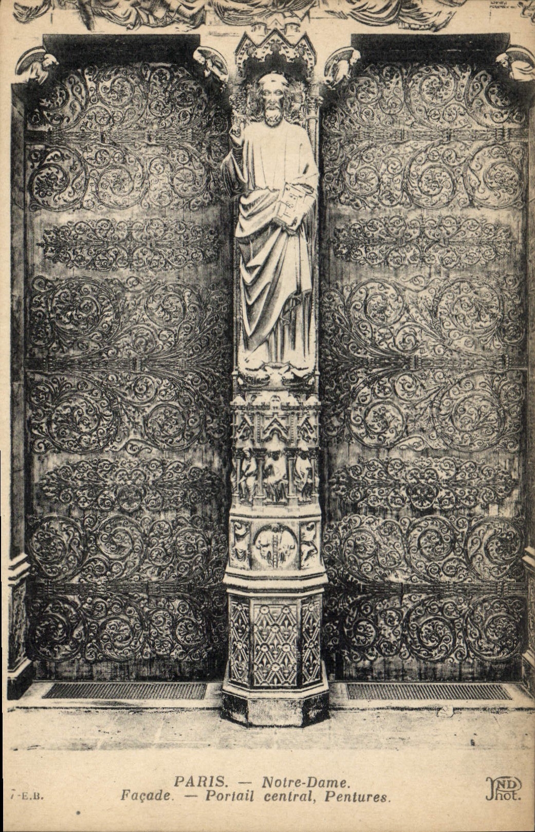 CPA Paris Notre Dame Facade Portail central Pentures 