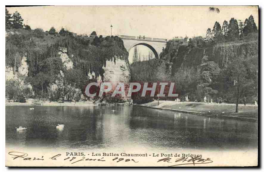 CPA Paris les Buttes Chaumont le Pont de Briques 