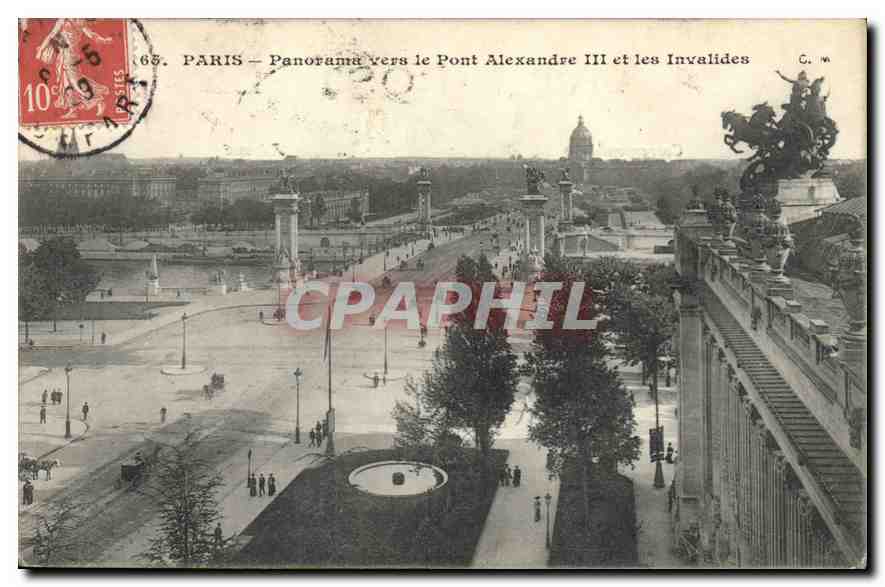 CPA Paris Panorama vers le Pont Alexandre III et les Invalides 