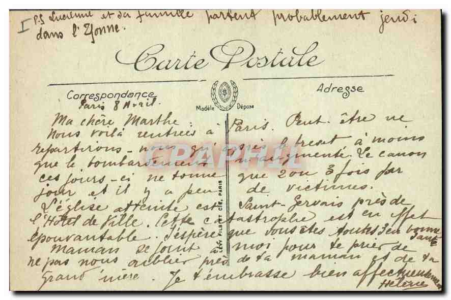CPA Paris le Grand Palais  — Verso