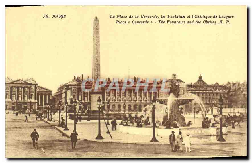 CPA Paris La Place de la Concorde les Fontaines et l'Obelisque de Louquor 