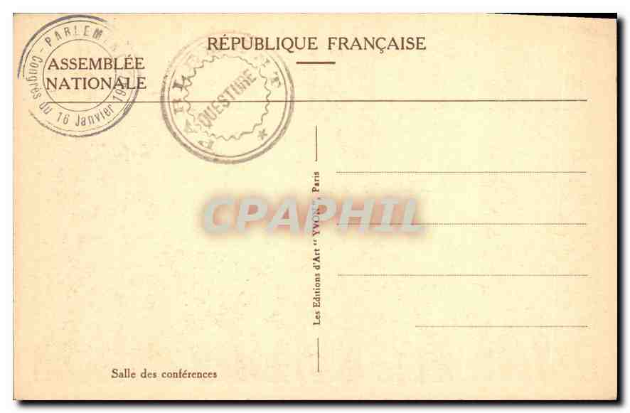 CPA Assemblee Nationale Salle des conferences  — Rückseite