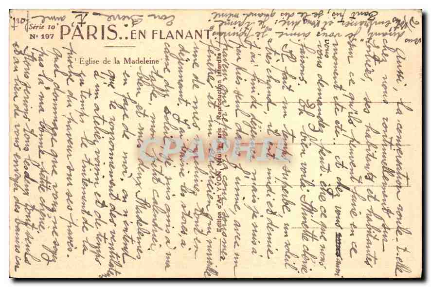 CPA Paris en flanant L'Eglise de la Madeleine  — Verso