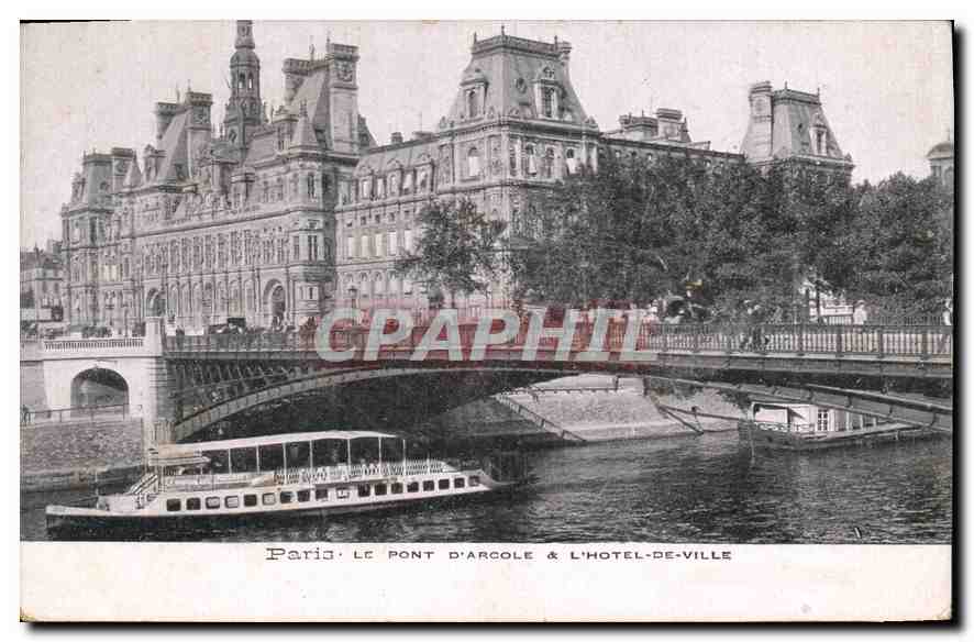 CPA Paris Le Pont d'Arcole et L'Hotel de Ville 