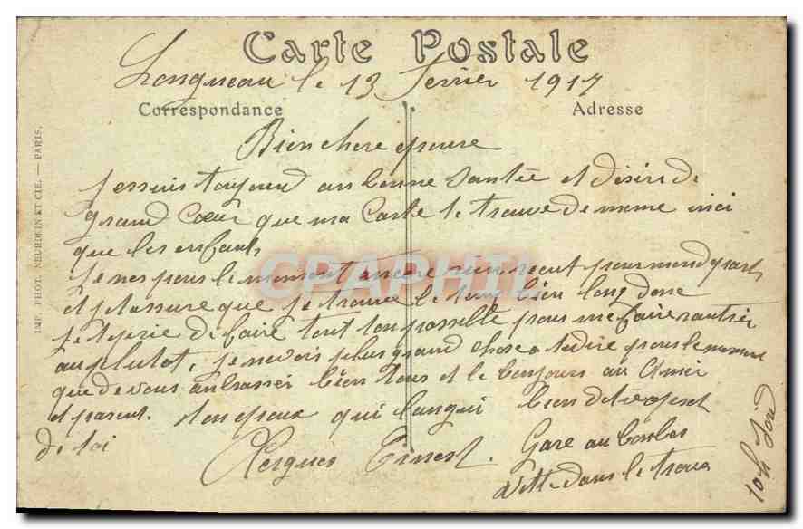 CPA Paris La Gare des Chemins de Fer de P L M  — Rückseite