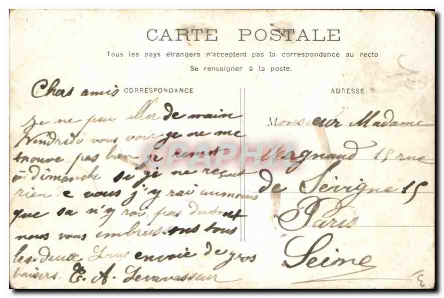 CPA Paris Arc de Triomphe  — Rückseite