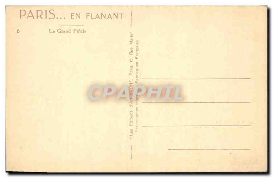 CPA Paris Le Grand Palais  — Rückseite
