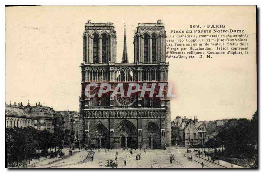 CPA Paris Place du Parvis Notre Dame 