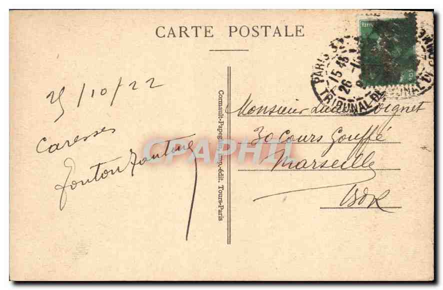 CPA Paris Les Jardins des Tuileries et l'Arc de Triomphe du Carrousel  — Rückseite