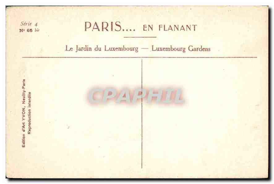 CPA Paris Le Jardin du Luxembourg  — Rückseite