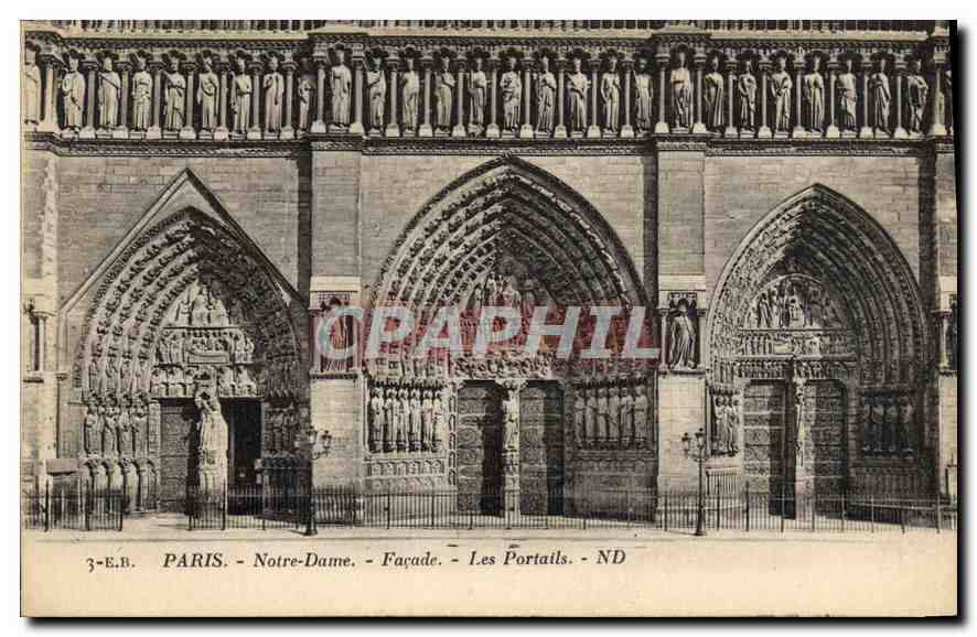 CPA Paris Notre Dame Facade Les Portails 
