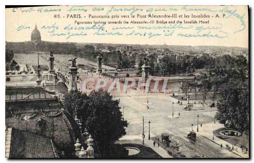 CPA Paris Panorama pris vers le Pont Alexandre III et les Invalides 