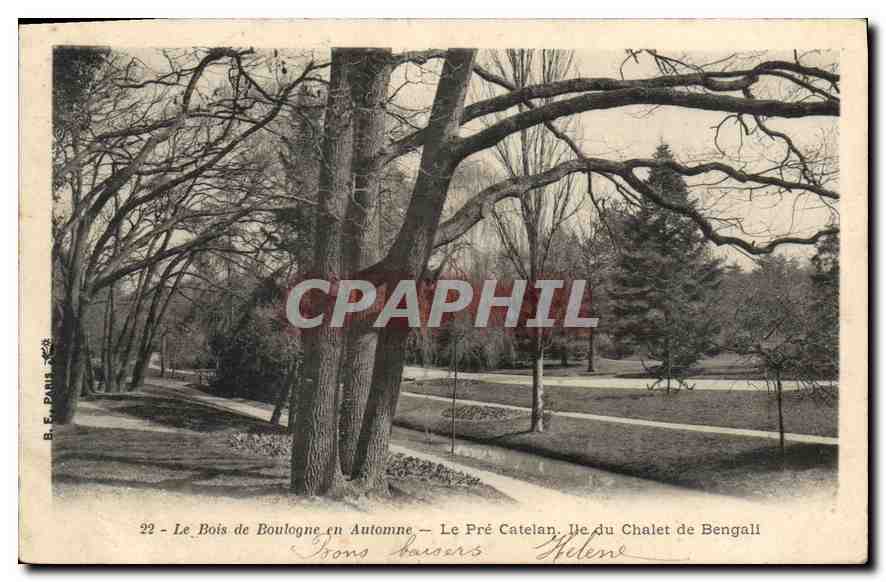 CPA Le Bois de Boulogne en Automne Le Pre Catelan Ile du Chalet de Bengali 