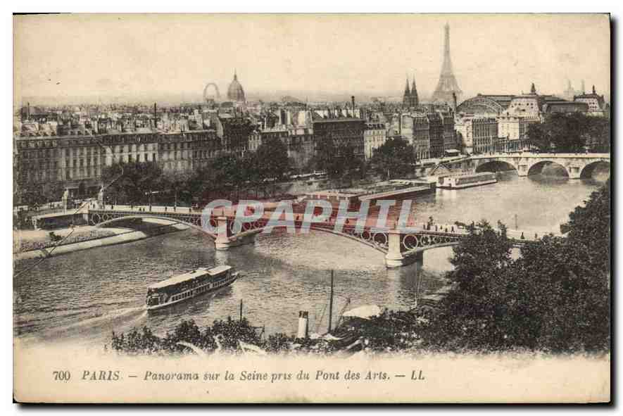 CPA Paris Panorama sur la Seine pris du Pont des Arts Tour Eiffel