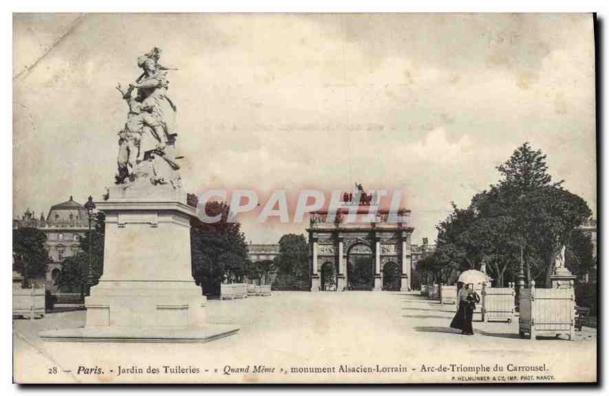 CPA Paris Jardin des Tuileries Quand Meme monument Alsacien Lorrain 