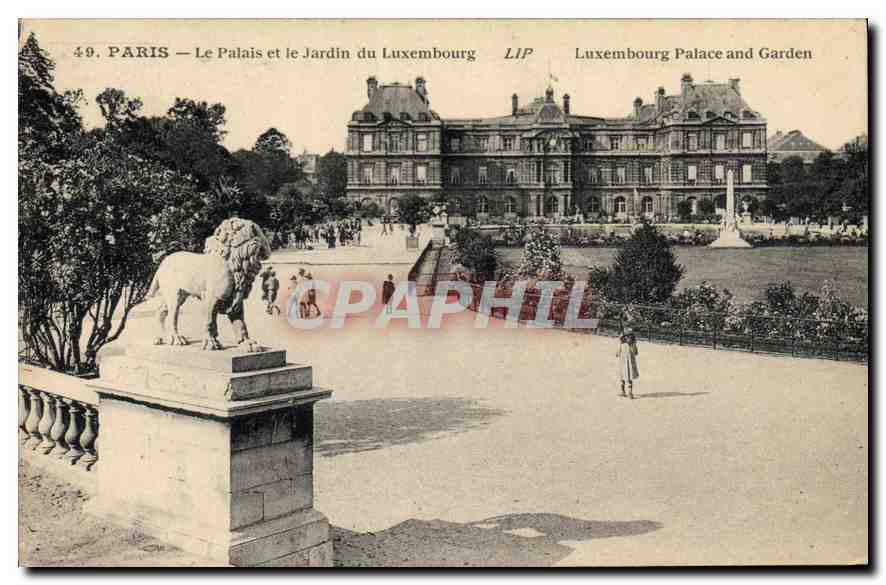 CPA Paris Le Palais et le Jardin du Luxembourg Lion