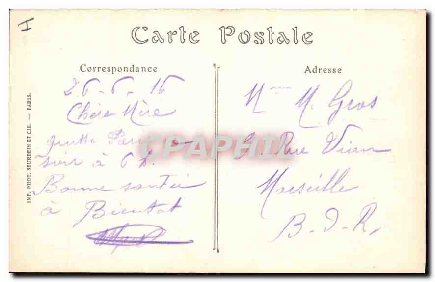 CPA Paris La Colonne Vendome  — Rückseite