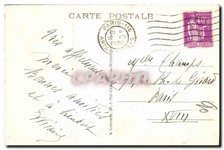 CPA Paris L'Hotel de Ville et la Rue de Rivoli  — Verso
