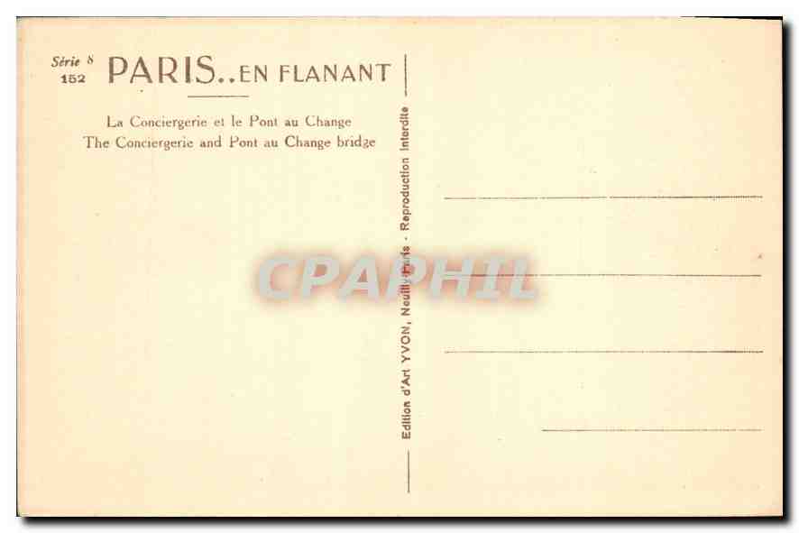 CPA Paris La Conciergerie et le Pont au Change  — Rückseite