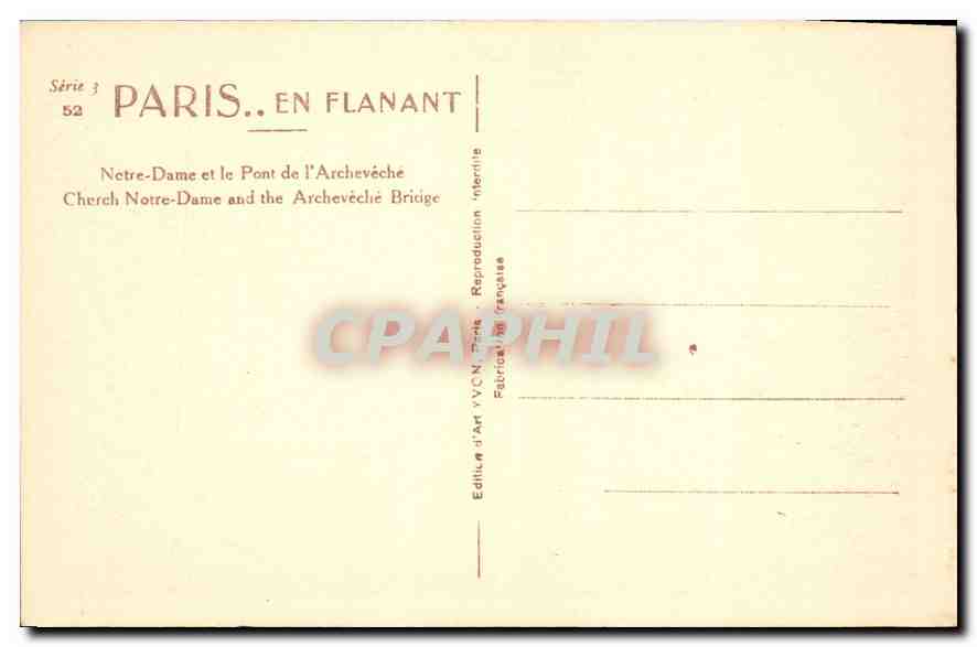 CPA Paris Notre Dame et le Pont de l'Archeveche  — Verso