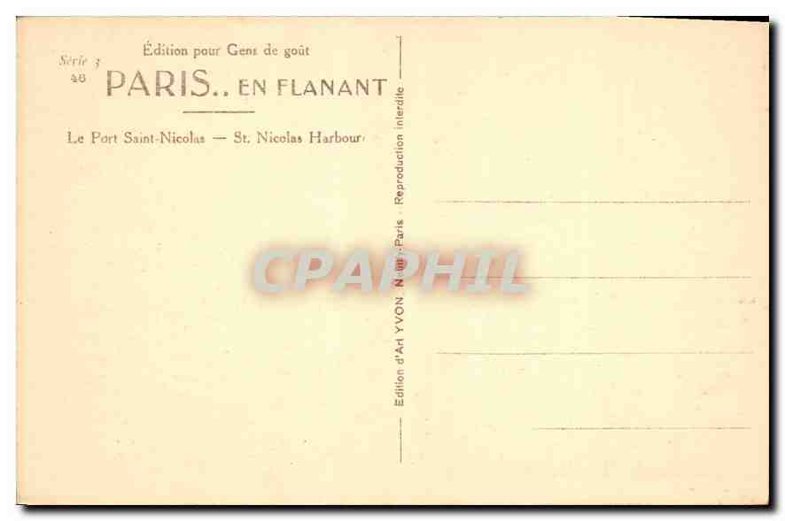 CPA Paris Le Port Saint Nicolas Bateaux — Rückseite