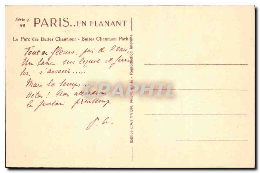 CPA Paris Le Parc des Buttes Chaumont  — Rückseite