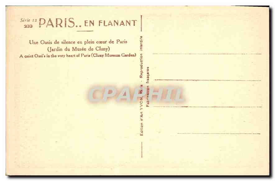 CPA Paris Une Oasis de silence en plein coeur de Paris  — Rückseite