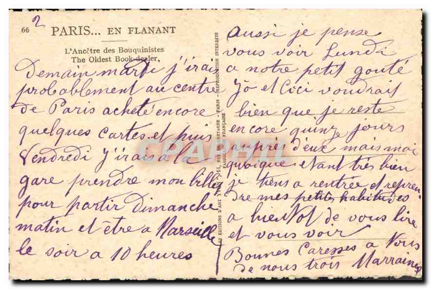 CPA Paris L'Ancestre des Bouquinistes  — Rückseite