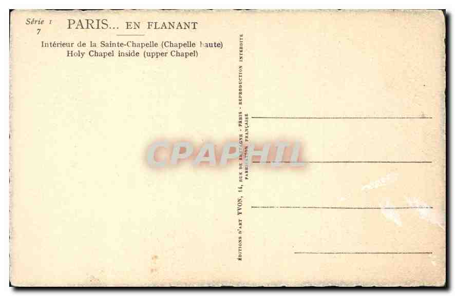 CPA Paris Interieur de la Sainte Chapelle  — Verso