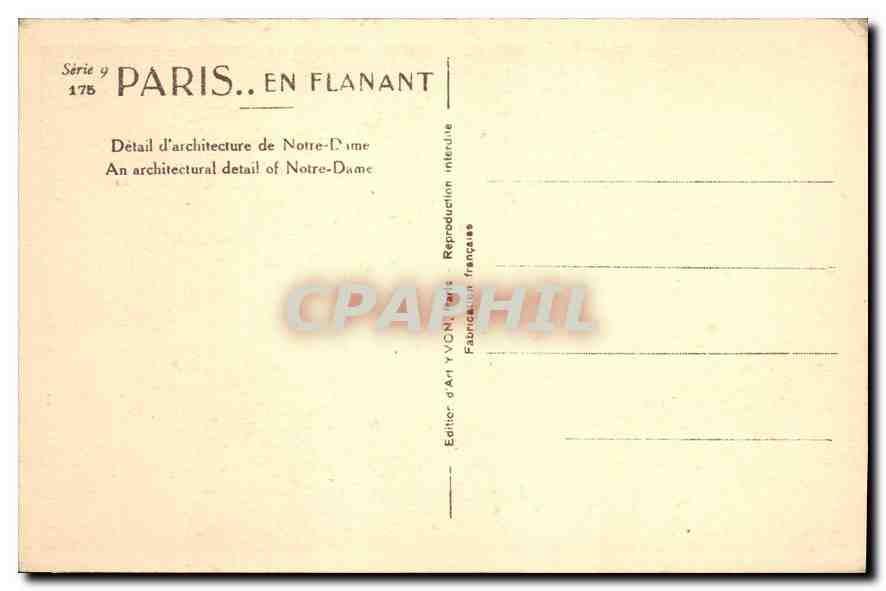 CPA Paris Detail d'architecture de Notre Dame  — Verso